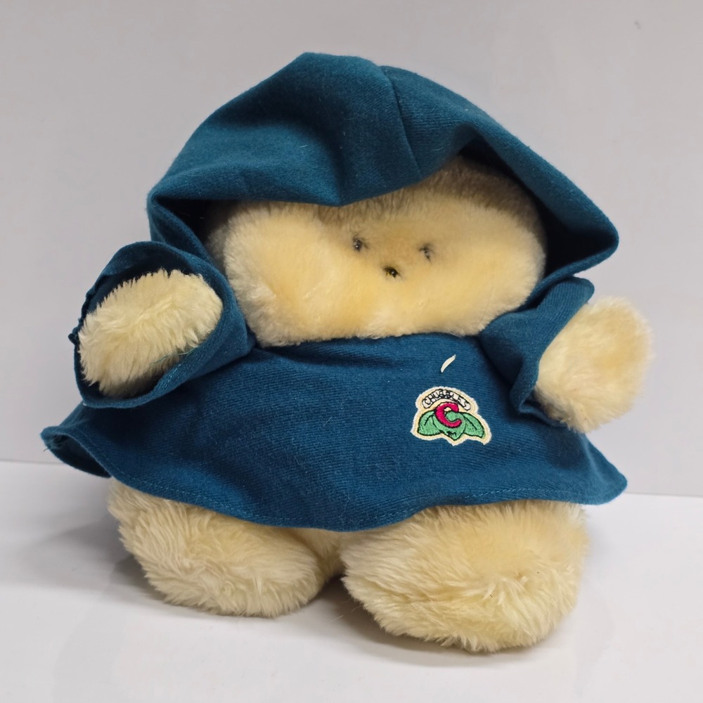 Animal Fair Chubbles Plush Vintage Cream Teal Blue Hoodie Toy 8in [Not Working]